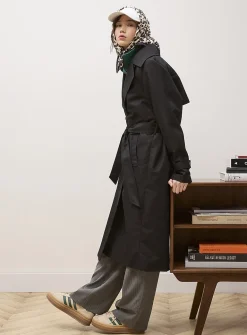 Marbled-button twill trench