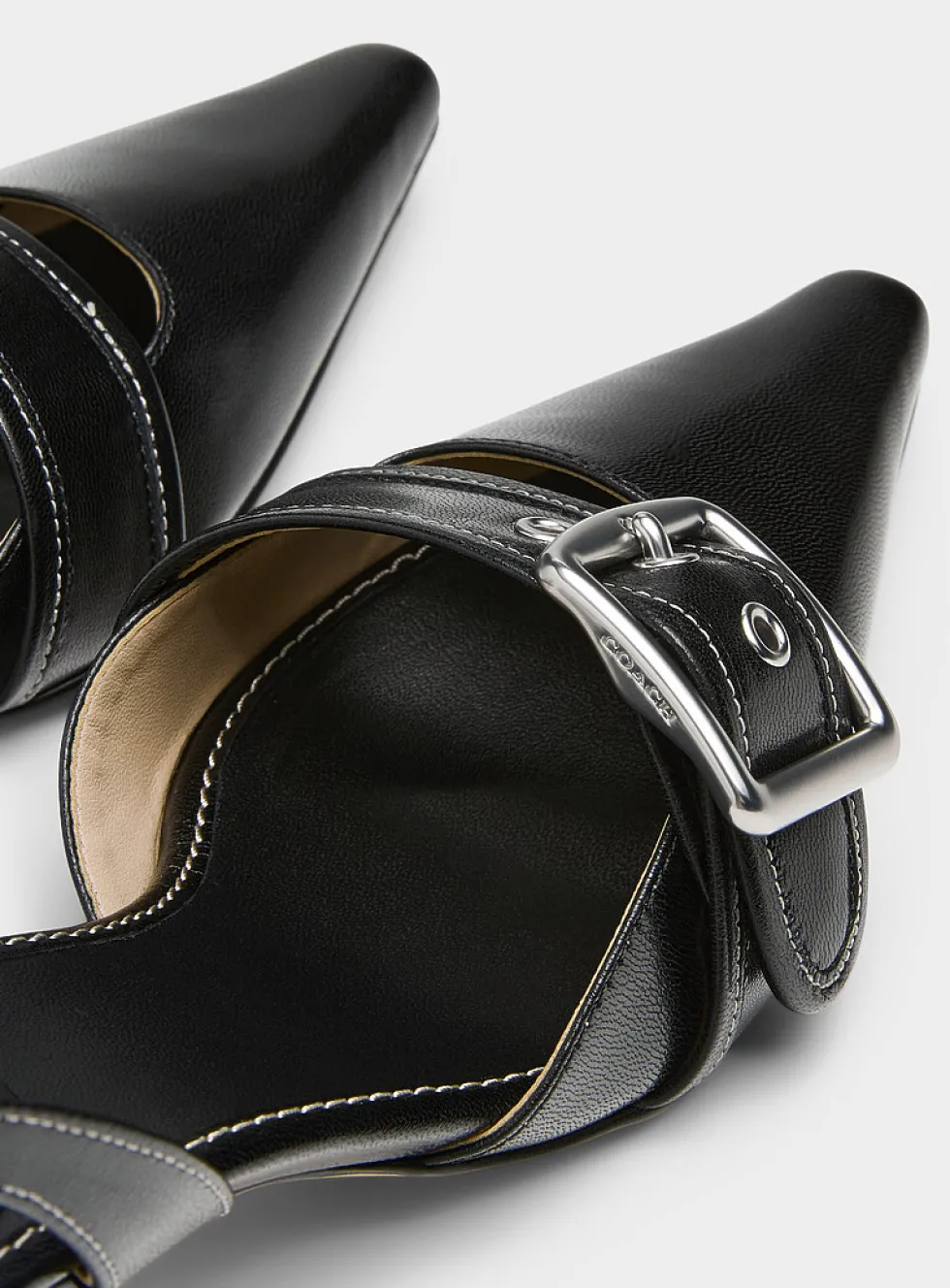 Margot buckle leather slingback pumps