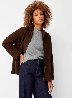 Matilda shirt-collar suede jacket