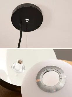 Matte black suspended dome lamp