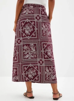 Merlot ceramic-print wrap skirt