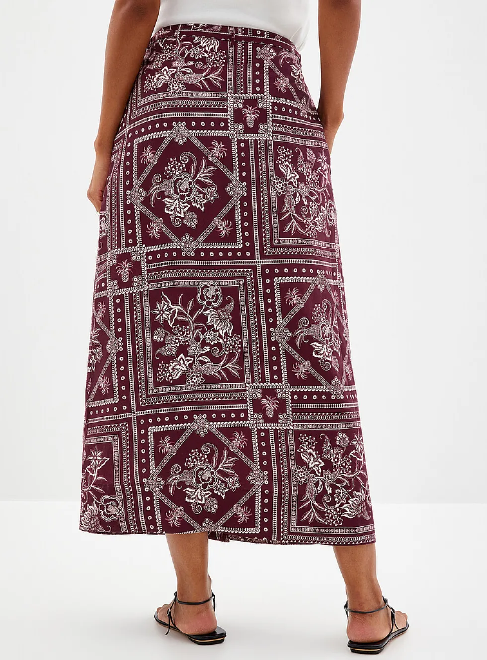 Merlot ceramic-print wrap skirt