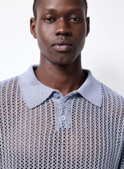 Mesh loose-knit polo
