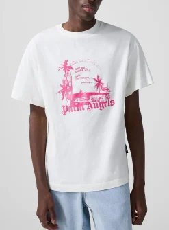 Message and palm tree print T-shirt