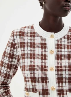 Metallic buttons jacquard cardigan
