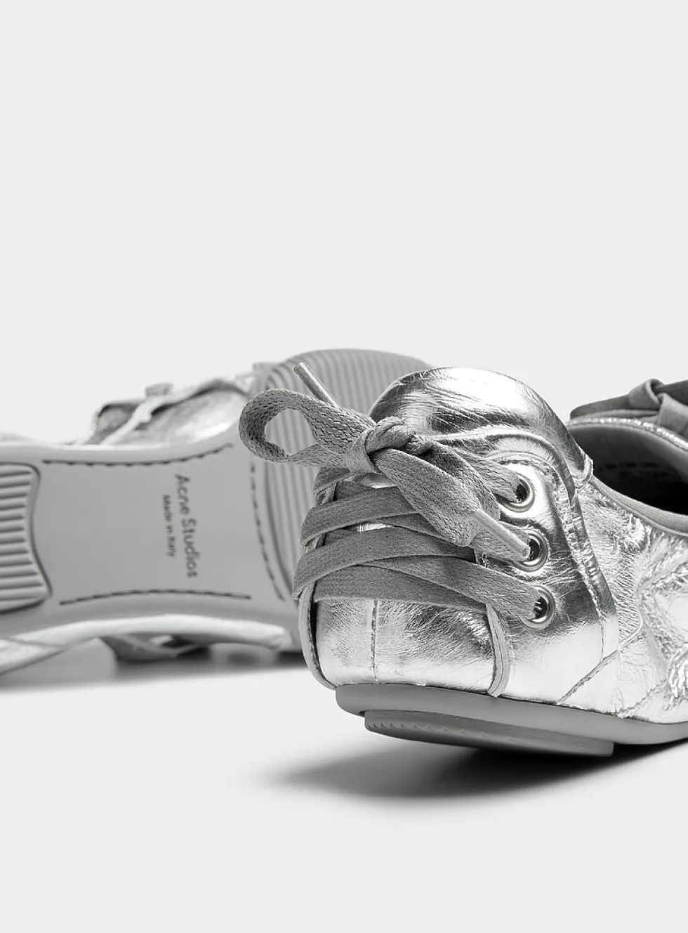 Metallic leather ballet flat sneaker