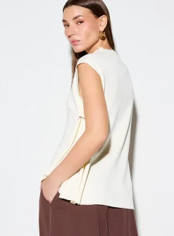 Metallized pins draped mock-neck cami
