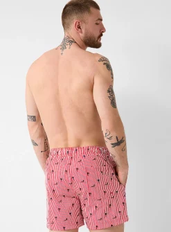 Mini pattern and twin-stripe swim trunk