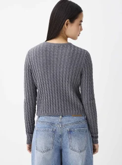 Mini-cable cropped cardigan