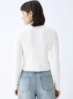 Mini-cable cropped cardigan