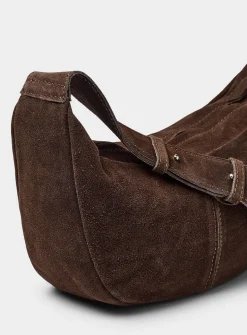 Minimalist suede half-moon hobo bag