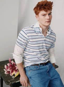 Mixed stripe piqué polo