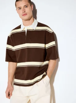 Mixed stripe rugby polo