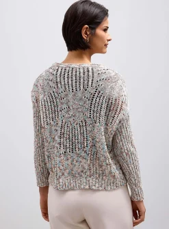 Mixed weave openwork sweater
