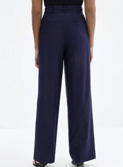 Moderne belted pintuck seam pant