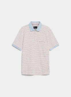 Mosaic pattern liquid cotton polo