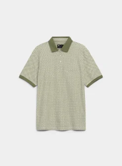 Mosaic pattern liquid cotton polo