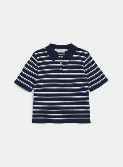 Moss-stitch striped knit cardigan