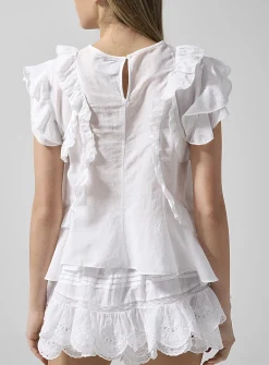 Nalou ruffled cotton voile top