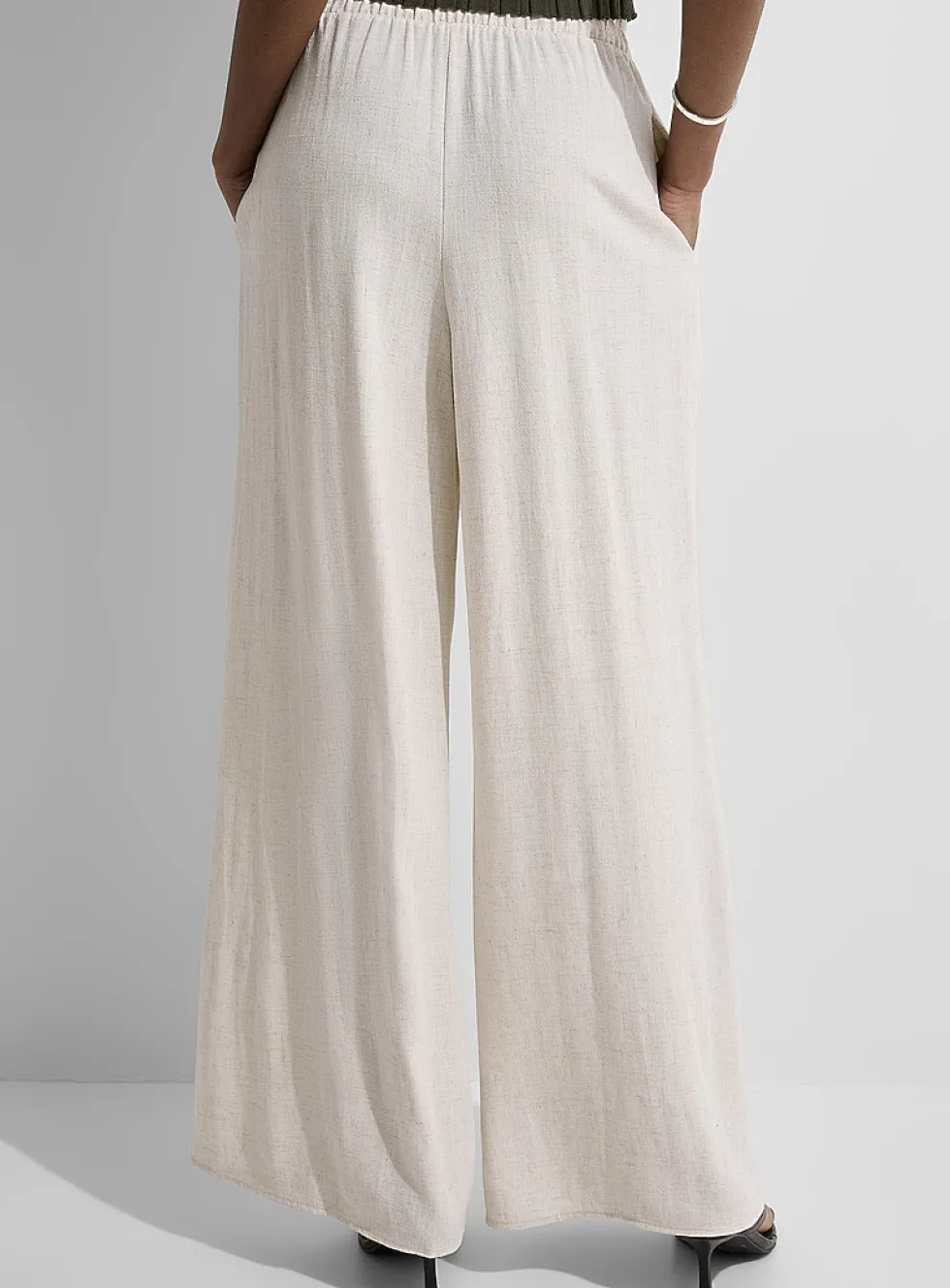 Natural linen wide-leg pant