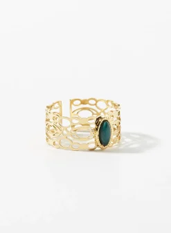 Natural stone openwork ring