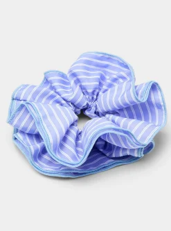 Nautical stripe large ruffled scrunchie