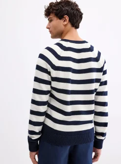 Nautical-stripe Henley sweater