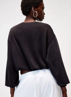 Neoprene effect puff sweatshirt
