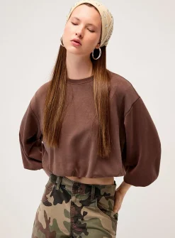 Neoprene effect puff sweatshirt