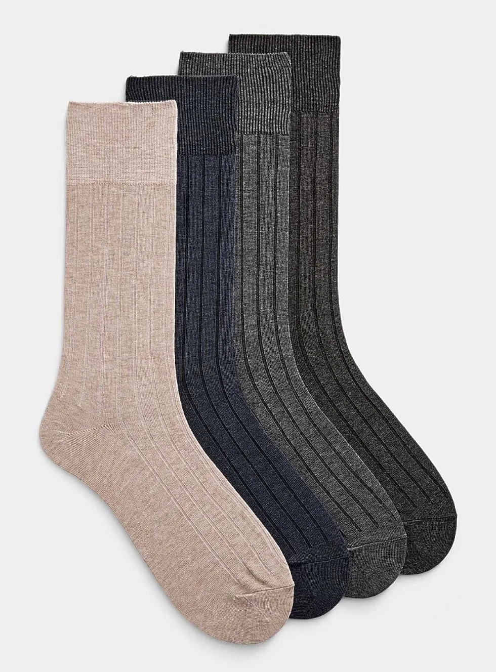 Neutral ribbed dress socks
