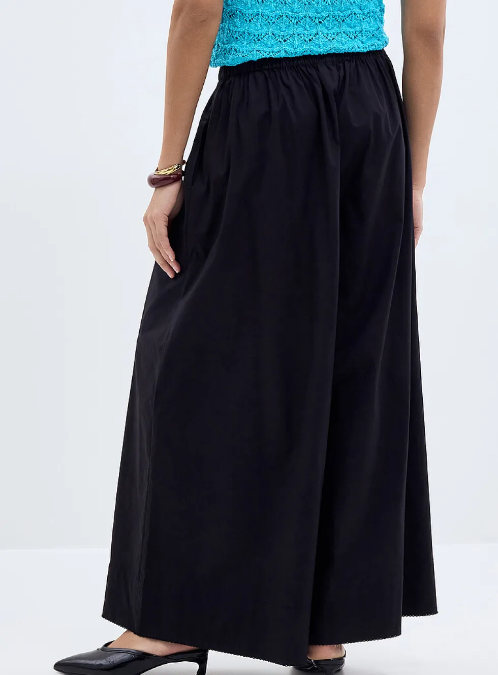 Noelle black poplin culotte