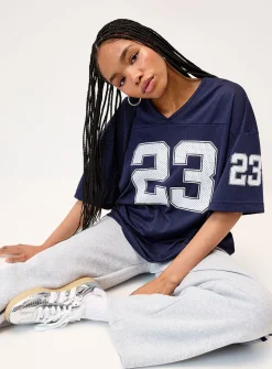 Number loose-fit jersey T-shirt