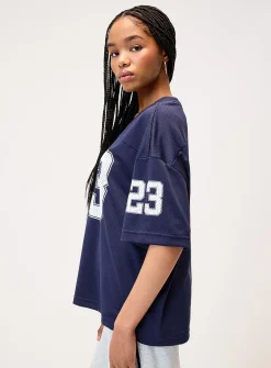 Number loose-fit jersey T-shirt