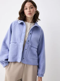 Nylon details fleece jacket