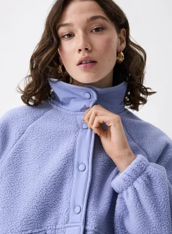Nylon details fleece jacket