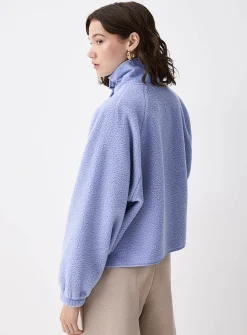 Nylon details fleece jacket