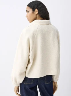 Nylon details fleece jacket