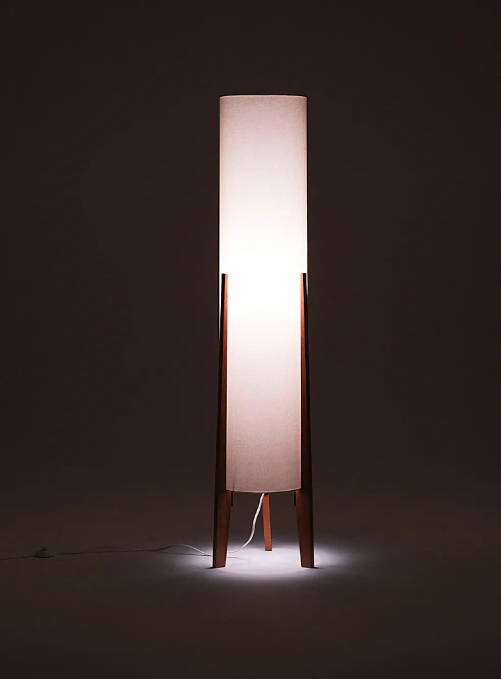 Oak base tubular lamp