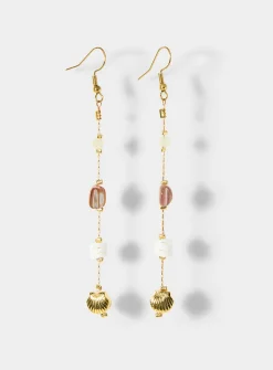 Ocean stone long post earrings
