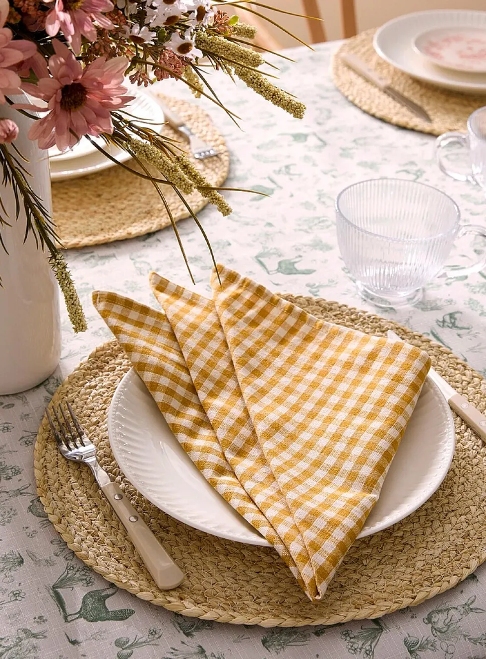 Ochre gingham napkins