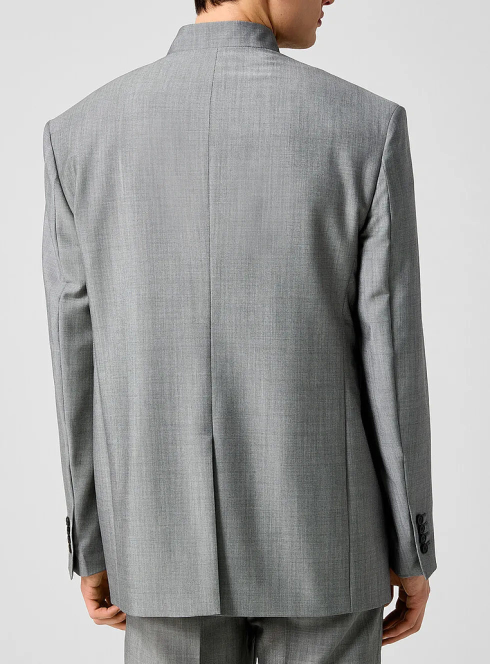 Officer collar faux-plain grey jacket