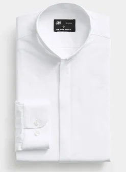 Officer-collar white shirt