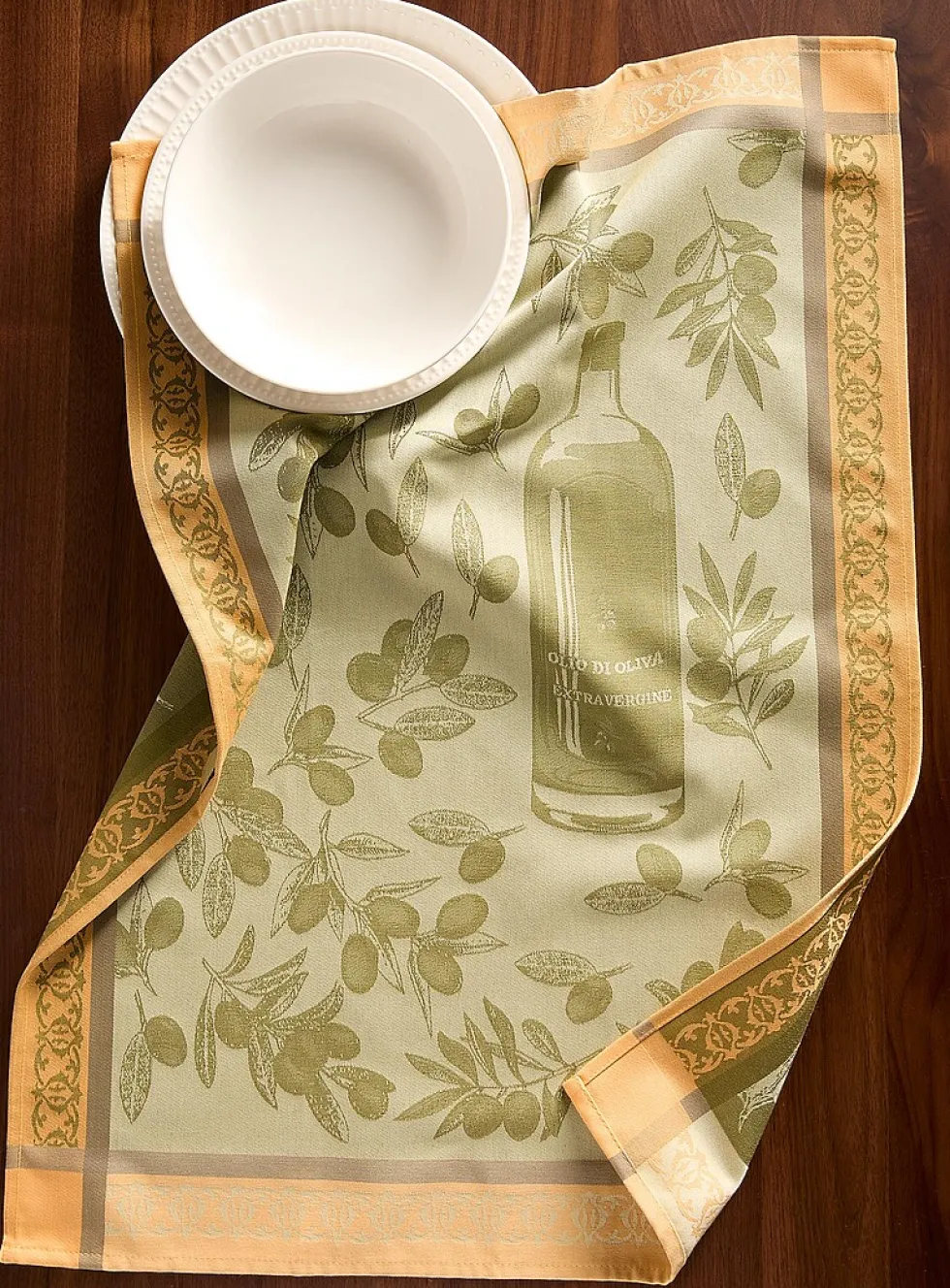 Olive branches tea towel