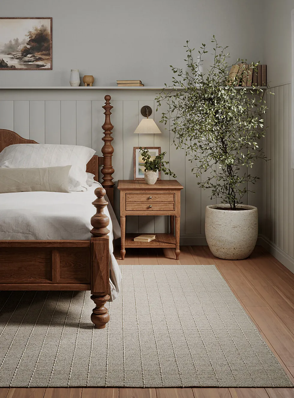 Oliver topstitched lines handcrafted rug