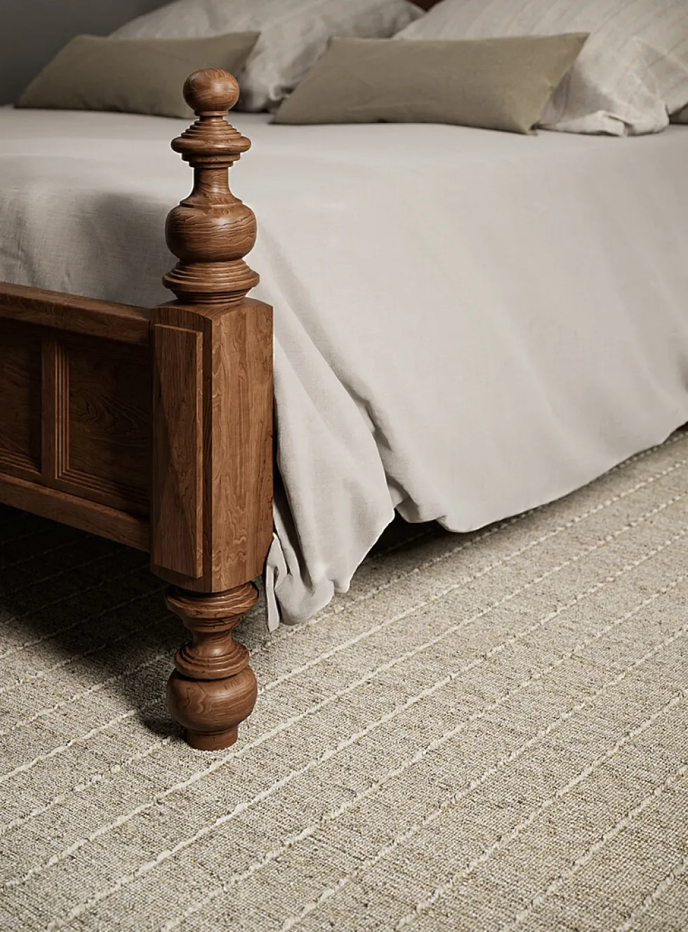 Oliver topstitched lines handcrafted rug