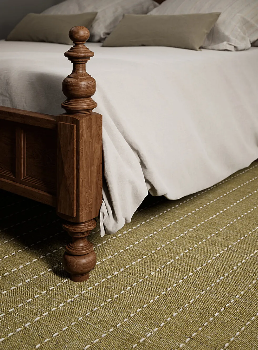 Oliver topstitched lines handcrafted rug