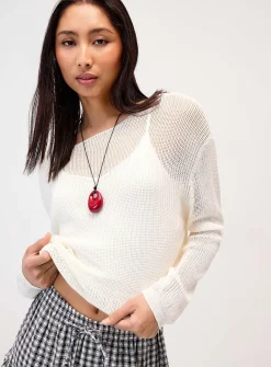 Open knit layered-effect sweater