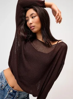 Open knit layered-effect sweater