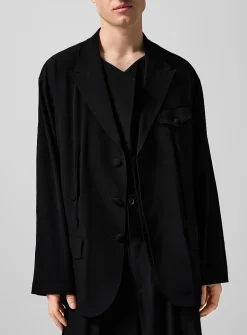 Open sleeves double lapel flowy blazer
