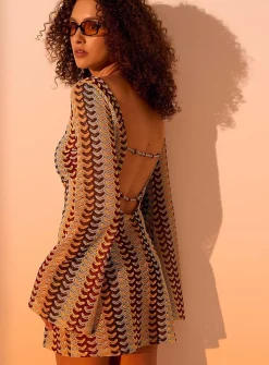 Open-back crocheted minidress